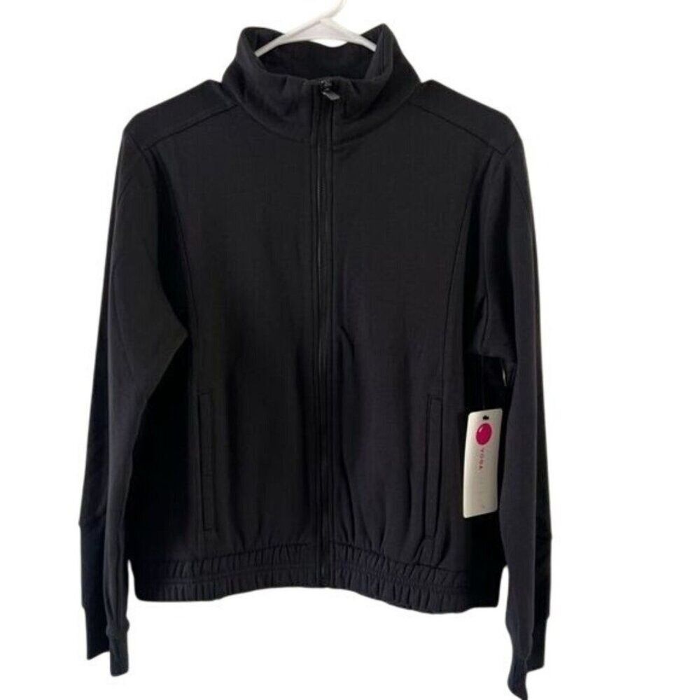Yogalicious Cloud Plush Departure Jacket L Black Polyester/Cotton Blend Womens